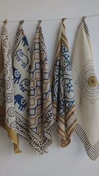 Handblock Printed Cotton Bandanas - Natural Dye, Handmade in India - Set of 10
