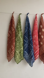 Hand Block Print Cotton Bandanas - Set of 10, Natural Dye