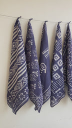 Set of 10 Organic Cotton Bandana, Hand Block Print Neckerchief