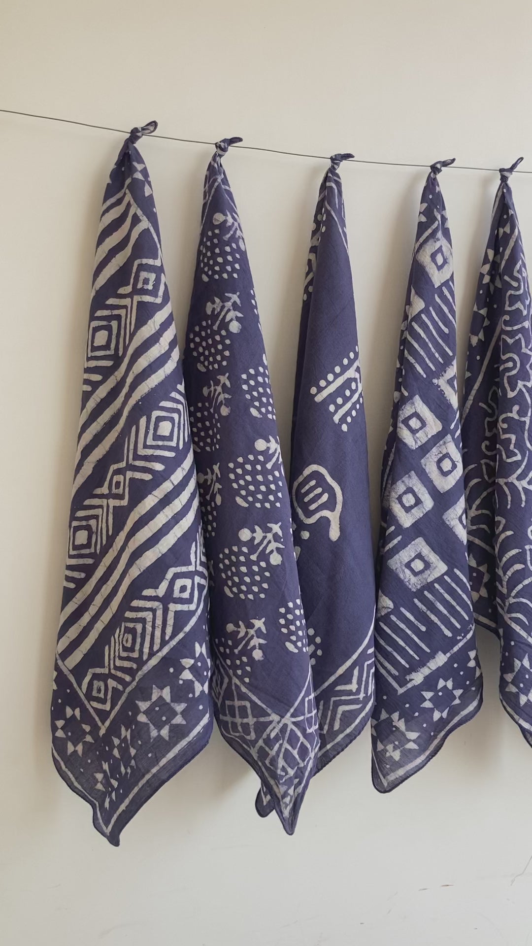 Set of 10 Organic Cotton Bandana, Hand Block Print Neckerchief
