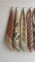Hand Block Print Cotton Bandanas - Set of 10, Natural Dye