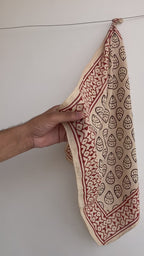 Hand Block Printed Cotton Bandana: Natural Dye Neckerchief - Made in India