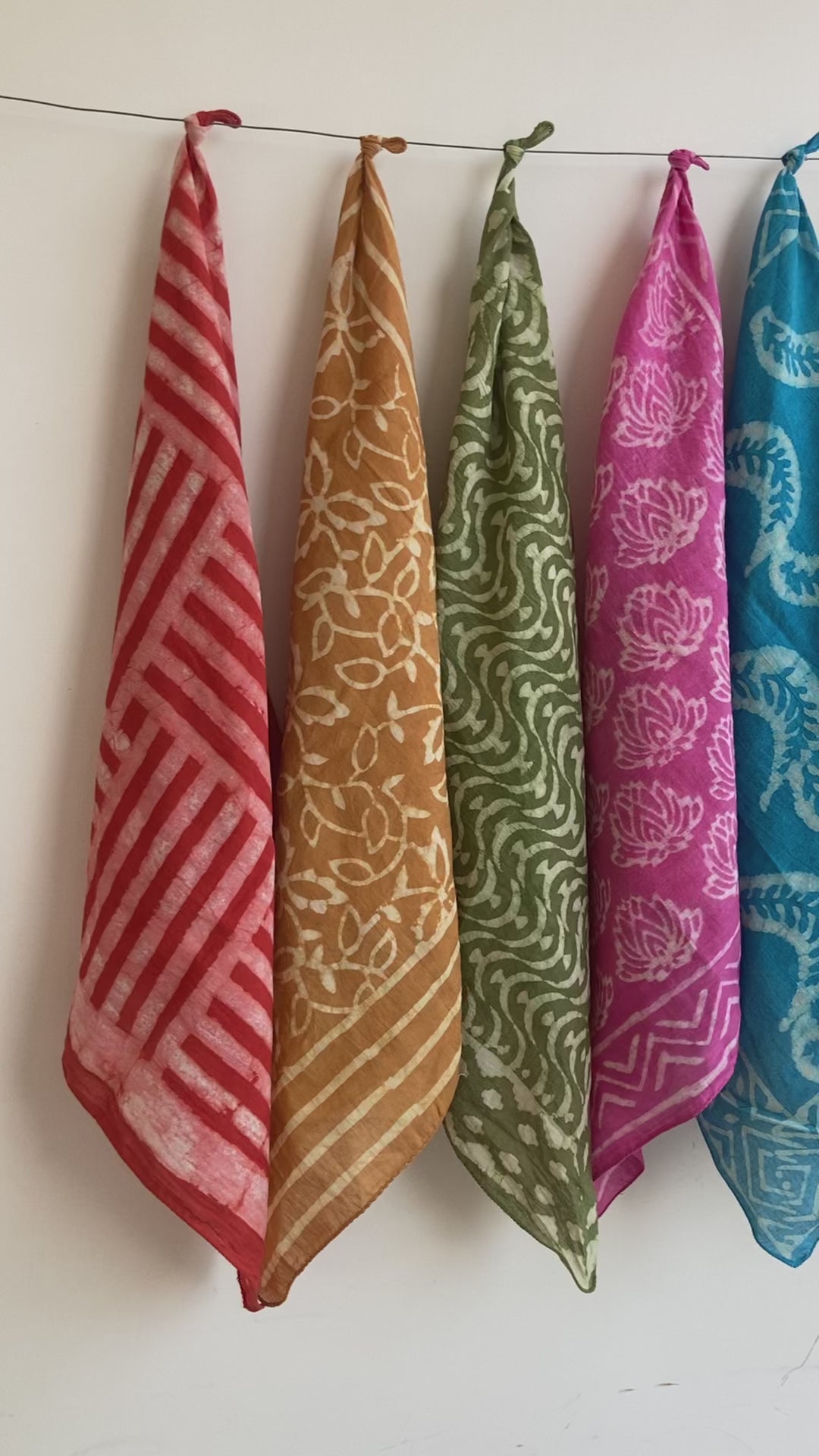 Organic Cotton Bandana Set of 10 : Paisley Scarf, Hand Block Print, Natural Dye