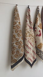 Hand Block Print Cotton Bandanas - Set of 5, Natural Dye