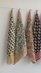 Hand Block Print Cotton Bandanas - Set of 10, Natural Dye