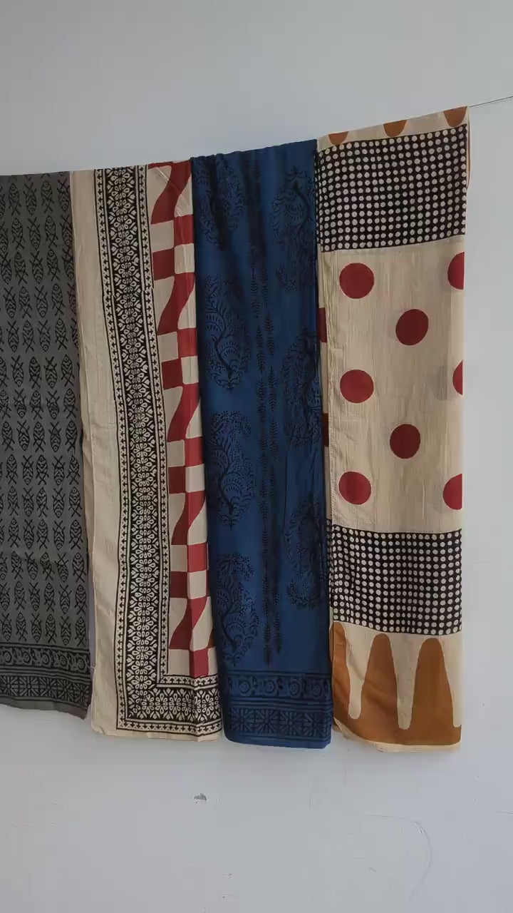 Cotton Sarong – Set of 6 – Handmade Indian Textile | Boho Scarf | Natural Dye Wrap