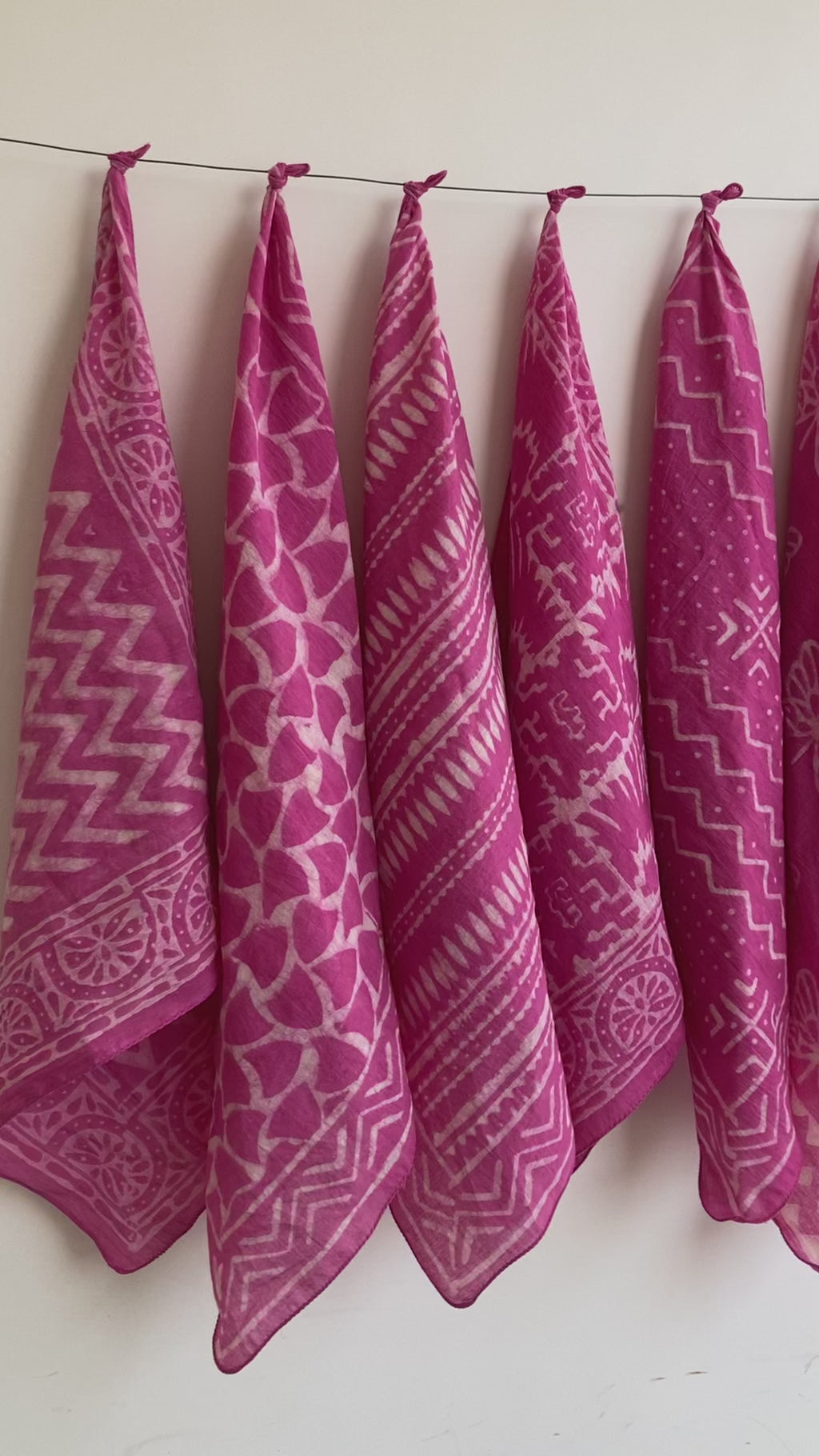 A set of 10 bandanas,Block Print Cotton Bandana Set: Geometric Neckerchief (21x21" Inch)