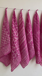 A set of 10 bandanas,Block Print Cotton Bandana Set: Geometric Neckerchief (21x21" Inch)