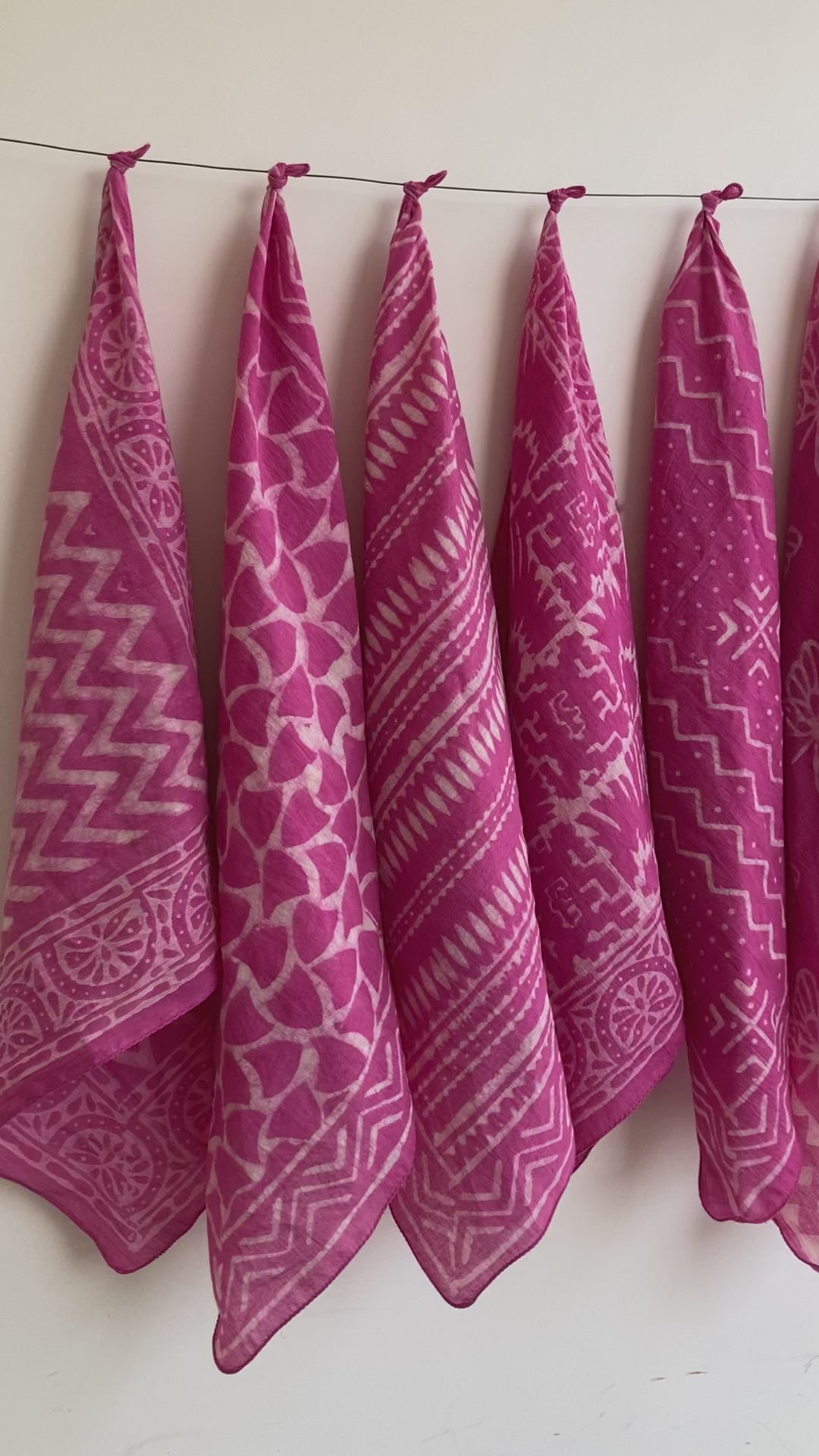 A set of 10 bandanas,Block Print Cotton Bandana Set: Geometric Neckerchief (21x21" Inch)